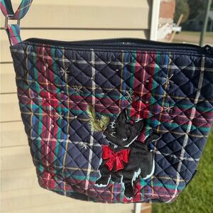 Vera Bradley Blue Plaid Crossbody Bag with Dog Embroidery